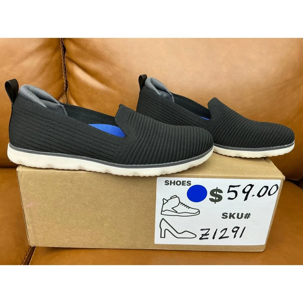 Ryka Effortless Slip On Shoes Women 7.5 Black Washable Knit Sneakers
